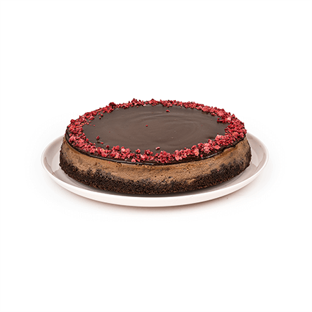 Double chocolate cheesecake s malinami